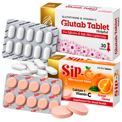 Three pairs of Glutab White glutathione and Sip-C vitamin C tubes