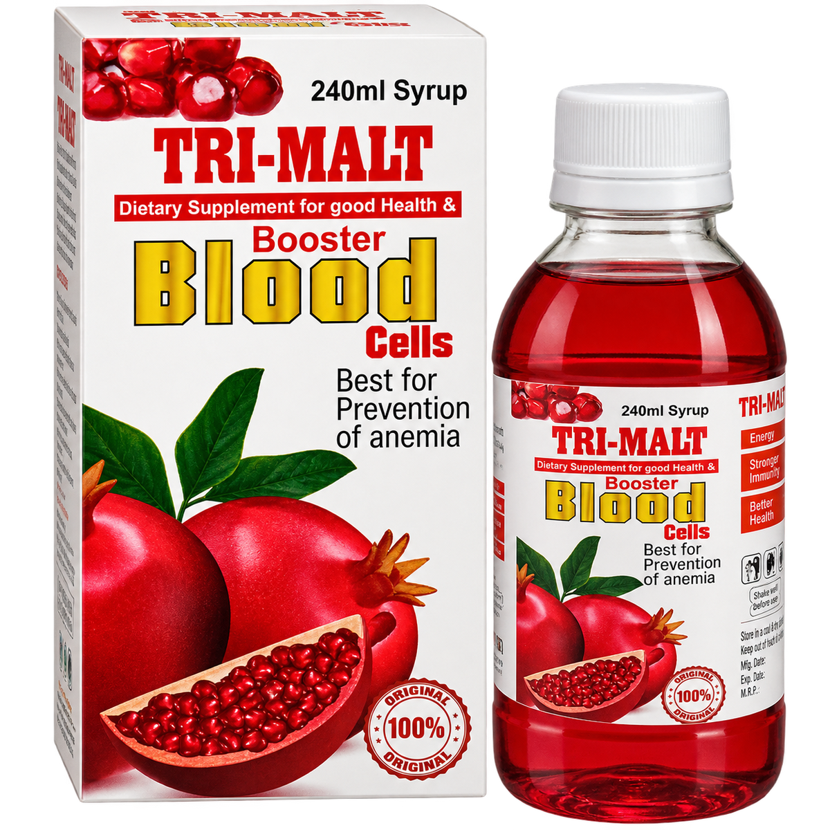 Tri-Malt iron syrup 240ml bottle by Zonex Pharma