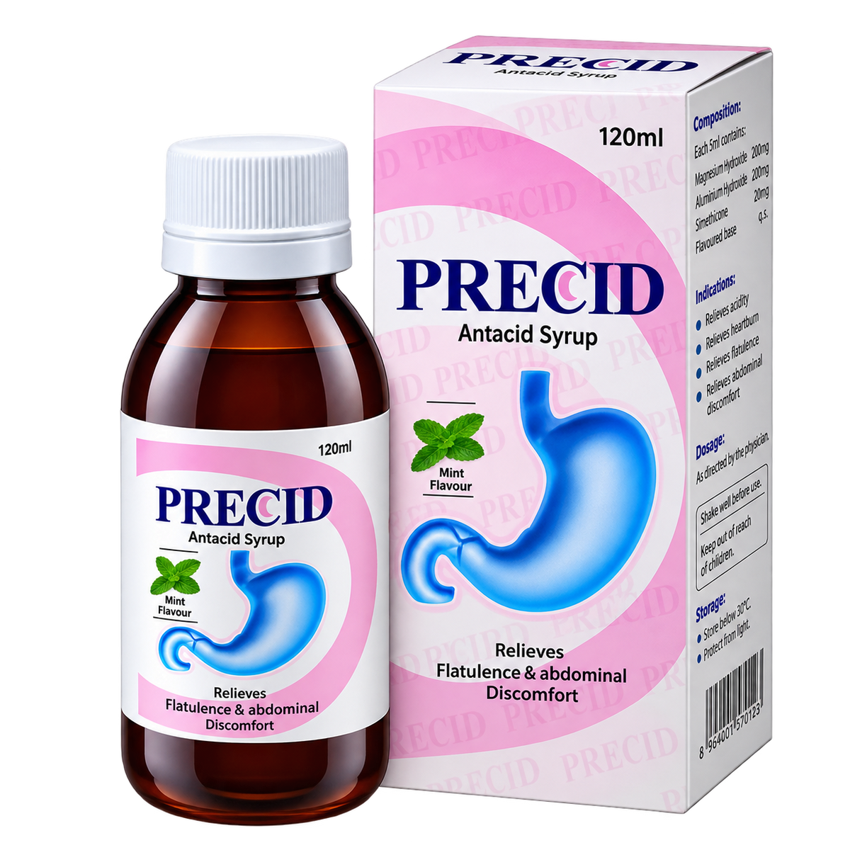 Precid antacid syrup 120ml bottle by Zonex Pharma
