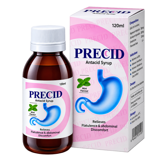Precid antacid syrup 120ml bottle by Zonex Pharma
