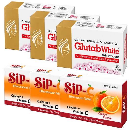 GLUTAB SKIN WHITENING  PRODUCT + SIP-C (3 PAIR)