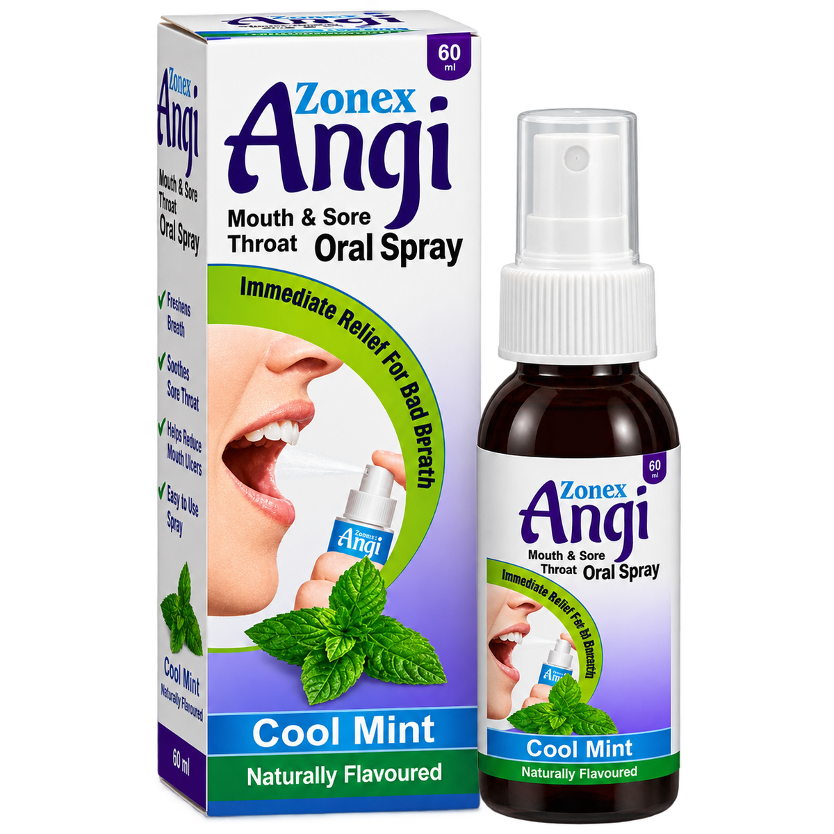 Zonex Angi mouth and throat spray 100ml bottle by Zonex Pharma