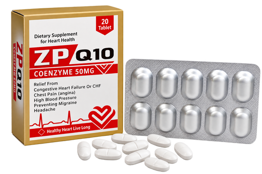ZP Q10 coenzyme Q10 50mg tablets, 20-tablet pack by Zonex Pharma
