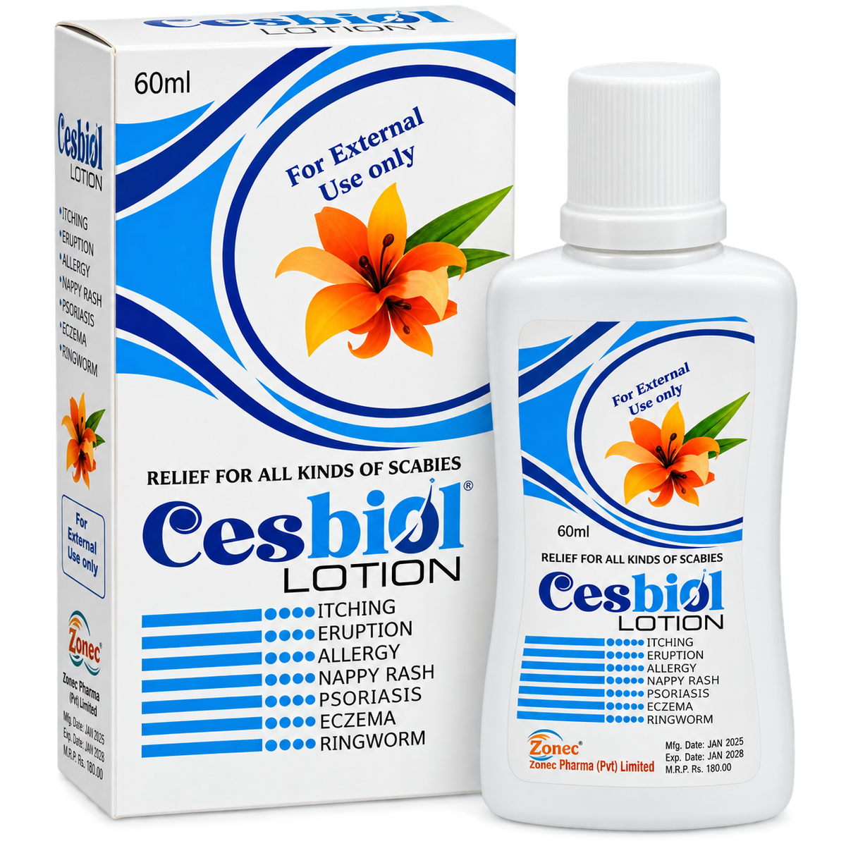 Cesbiol soothing lotion 60ml bottle by Zonex Pharma