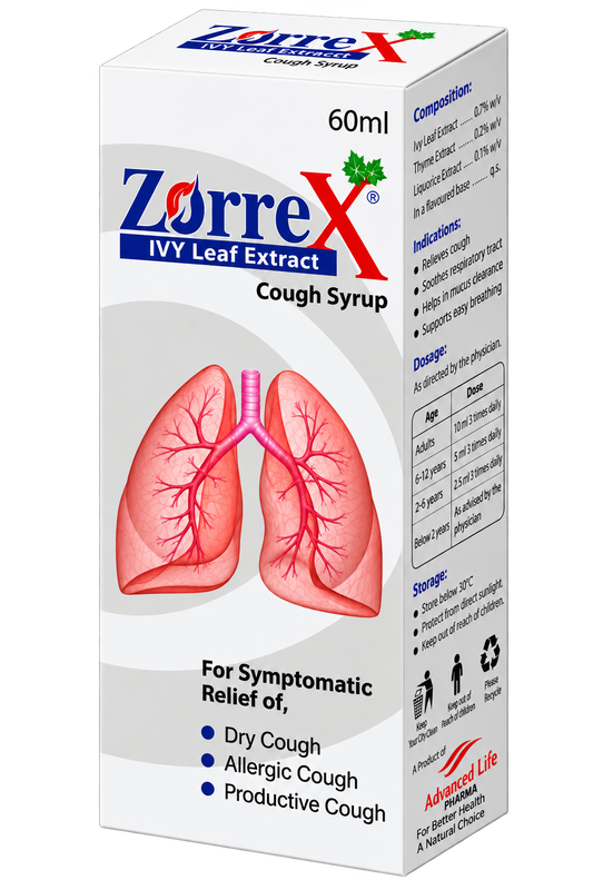 Zorrex cough syrup 60ml bottle by Zonex Pharma