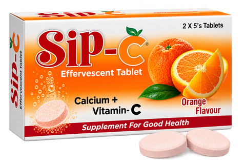 Sip-C effervescent vitamin C 500mg tablets, 10-tablet pack by Zonex Pharma
