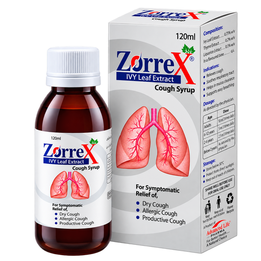 Zorrex cough syrup 120ml bottle by Zonex Pharma