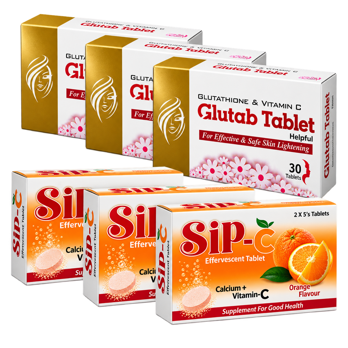 Glutab White and Sip-C three-pair pack by Zonex Pharma