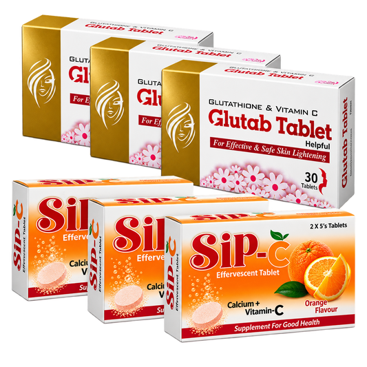 GLUTAB SKIN WHITENING  PRODUCT + SIP-C (3 PAIR)