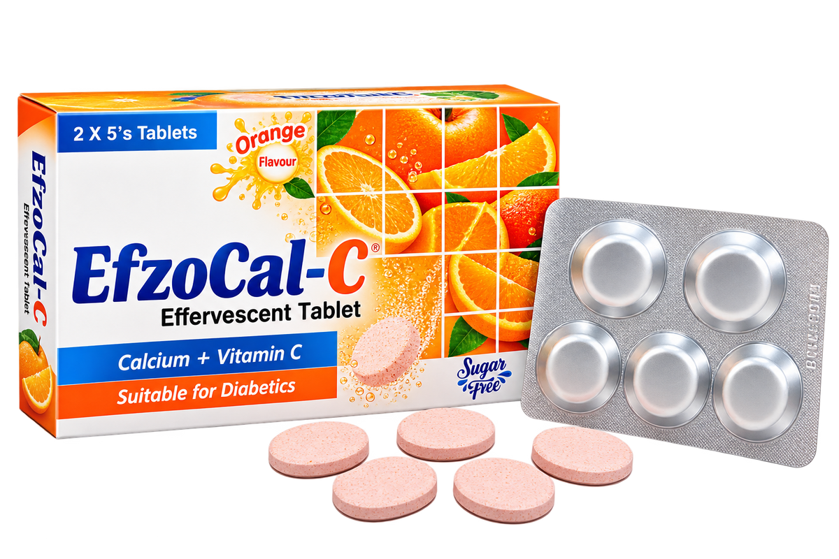Efzocal-C effervescent calcium and vitamin C tablets, 10-tablet pack by Zonex Pharma
