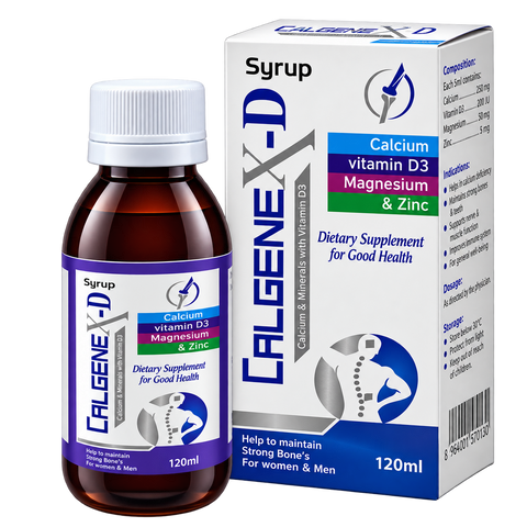 Calgenex calcium syrup 120ml bottle by Zonex Pharma