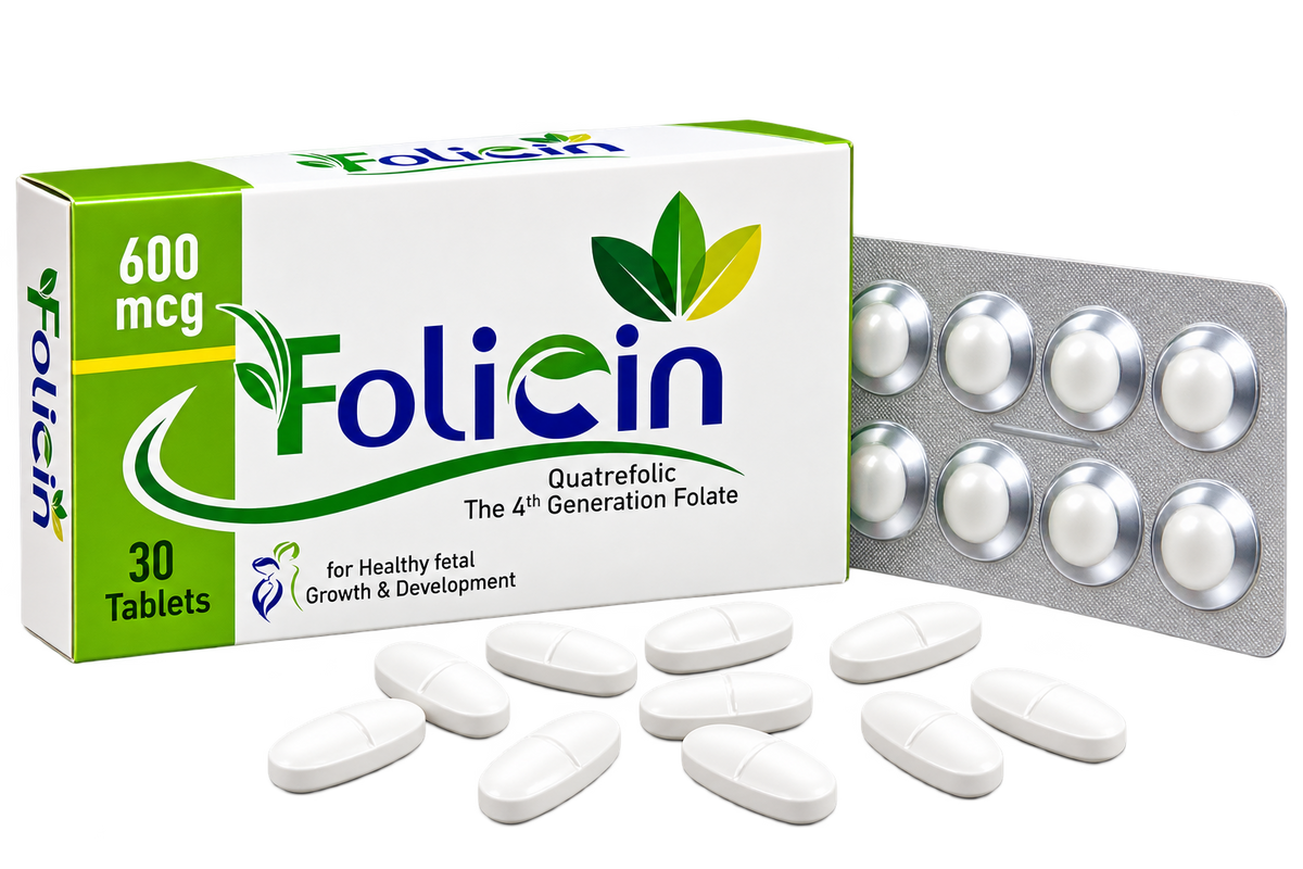 Folicin folic acid 400mcg tablets, 30-tablet pack by Zonex Pharma
