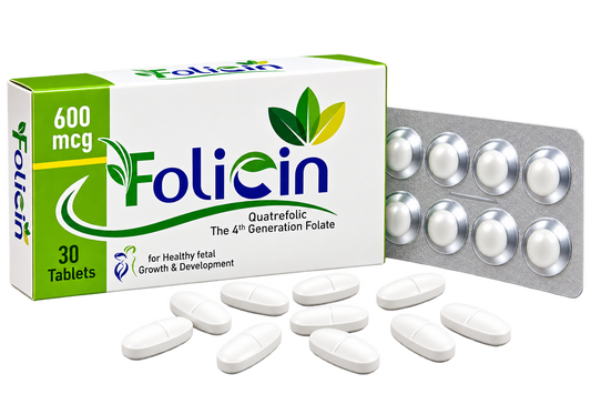 Folicin folic acid 400mcg tablets, 30-tablet pack by Zonex Pharma