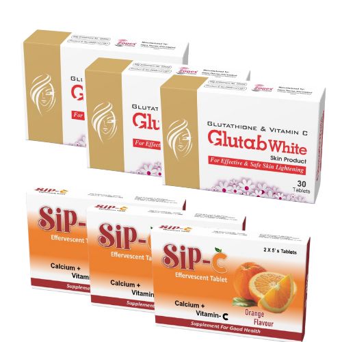 GLUTAB SKIN WHITENING  PRODUCT + SIP-C (3 PAIR)